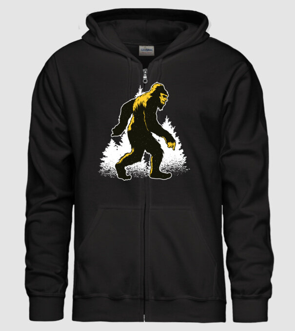 Yeti în pădure model negru pe tricou