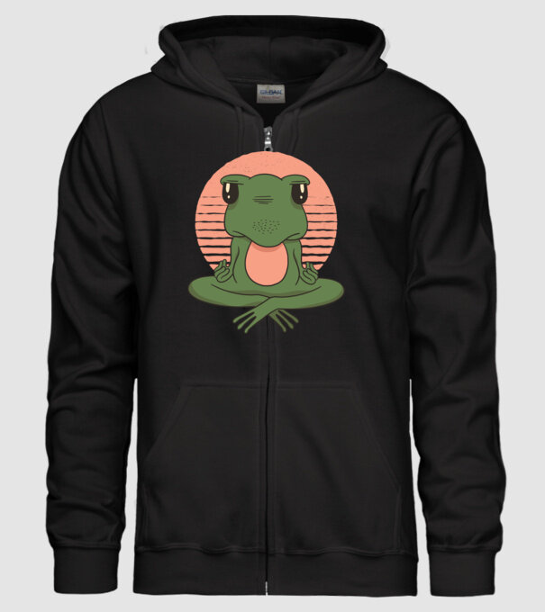 Yoga Broască model negru pe tricou
