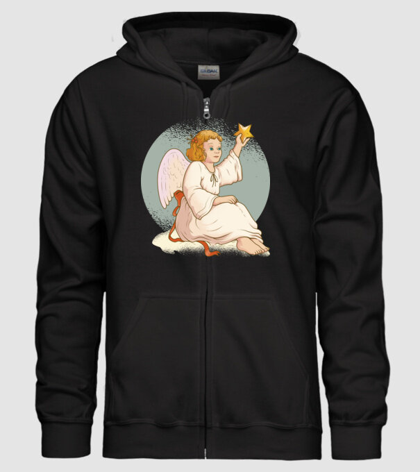 Înger de Crăciun model negru pe tricou