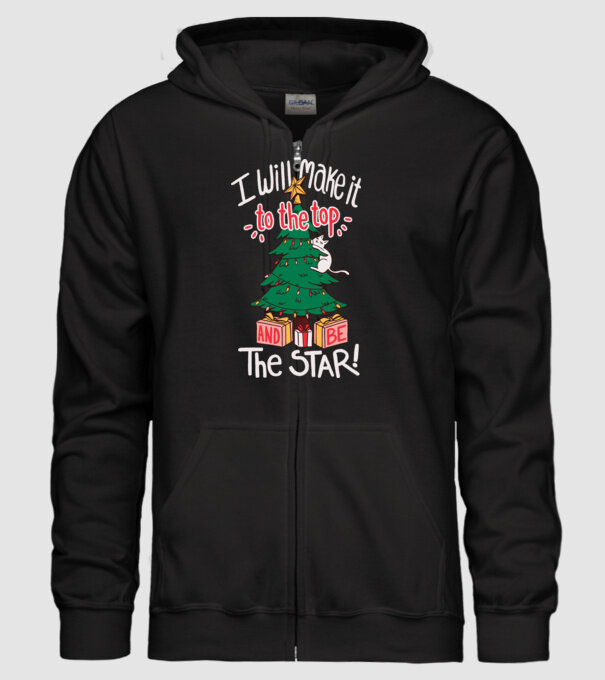 Pisică de Crăciun model negru pe tricou