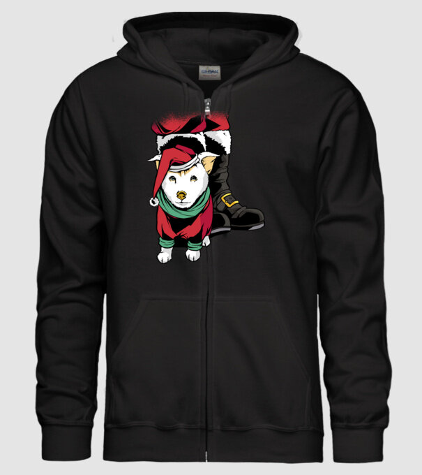 Cățeluș de Crăciun model negru pe tricou