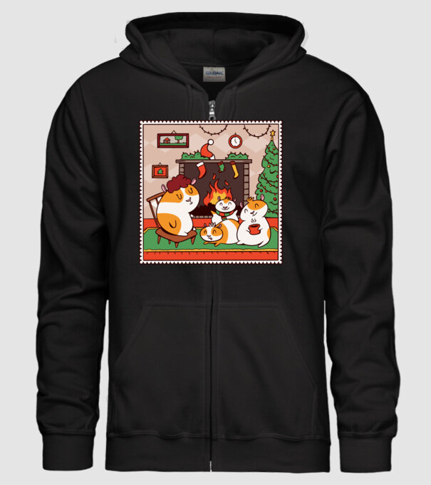 Porcușori de Guineea de Crăciun model negru pe tricou