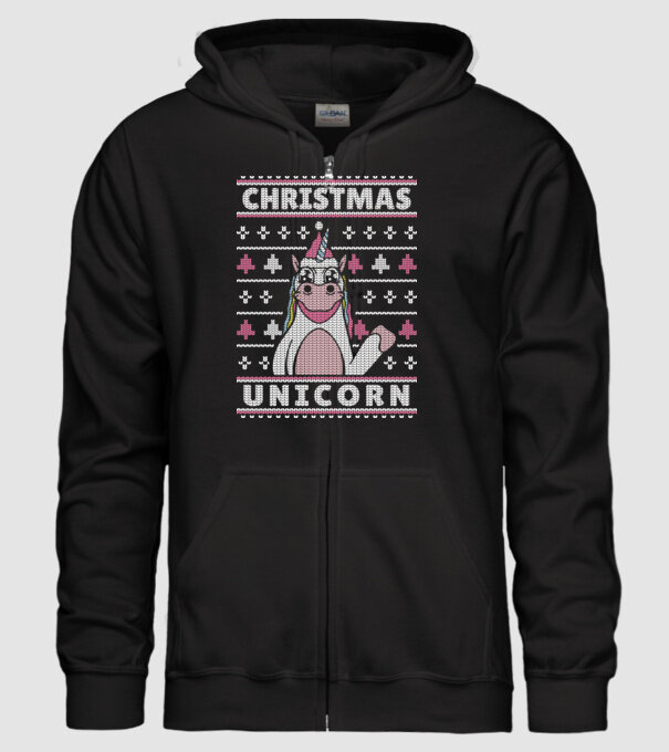 Unicorn de Crăciun pulover urât model negru pe tricou