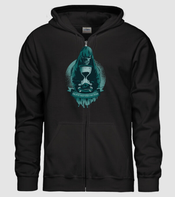 Om cu coasă (Moartea?) model negru pe tricou