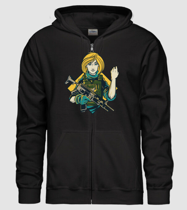 Fată Soldat model negru pe tricou