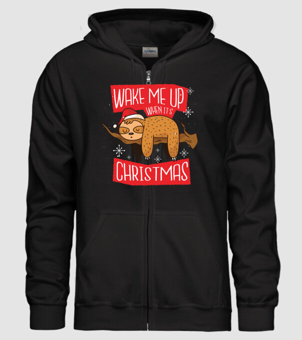 Treziți-mă când e Crăciunul model negru pe tricou
