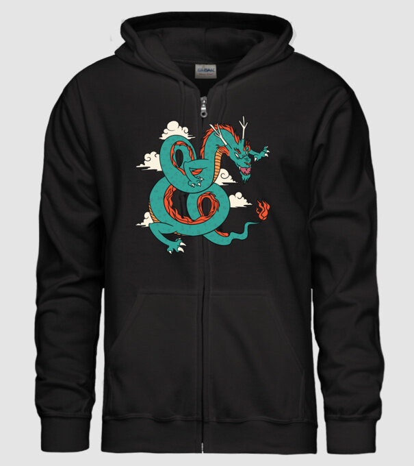 Dragon Chinez model negru pe tricou
