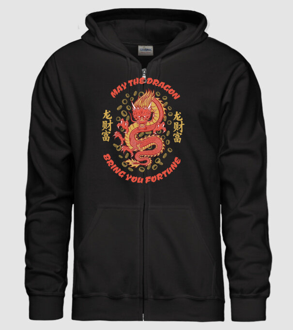 Dragon chinezesc norocos model negru pe tricou
