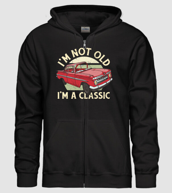 'Mașină clasică - I''m not old I''m a classic' model negru pe tricou