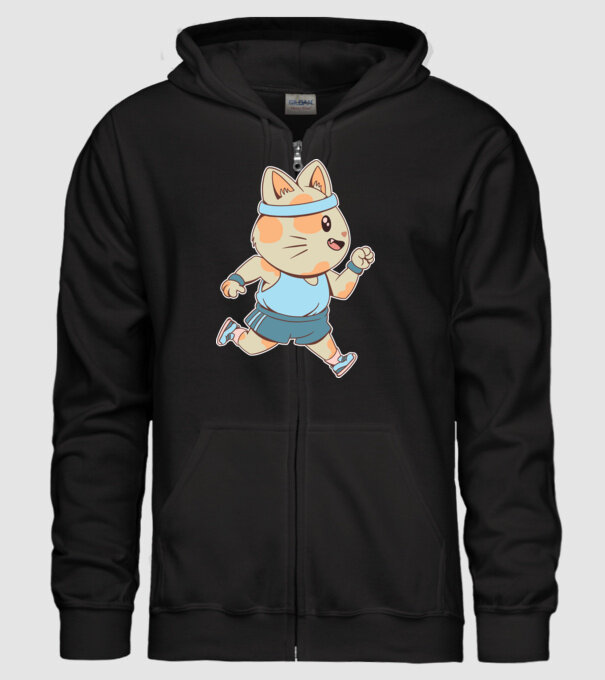 Pisică Jogging model negru pe tricou
