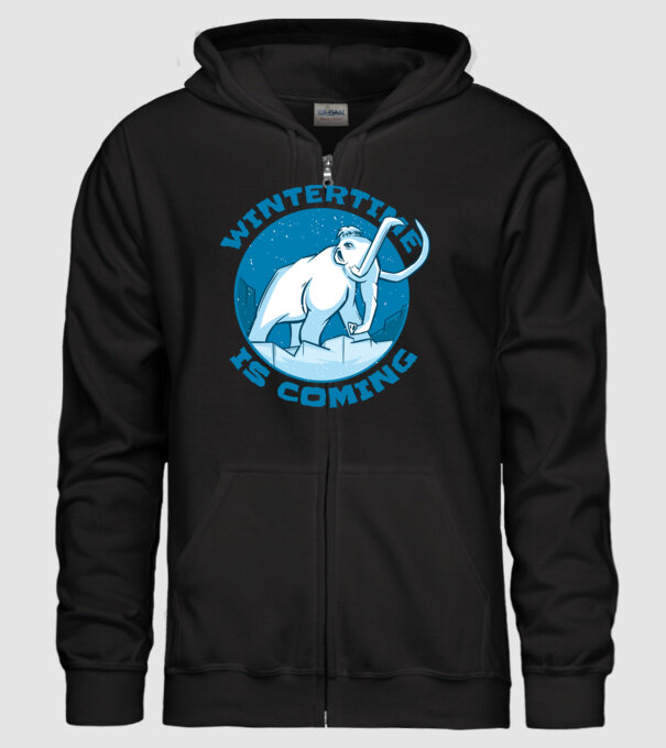Vine Iarna Mamut model negru pe tricou
