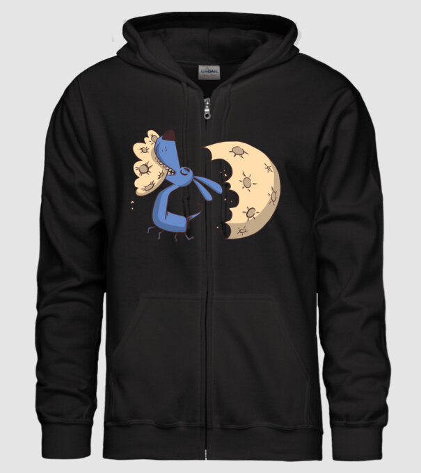 Câine Luna Mușcătură model negru pe tricou