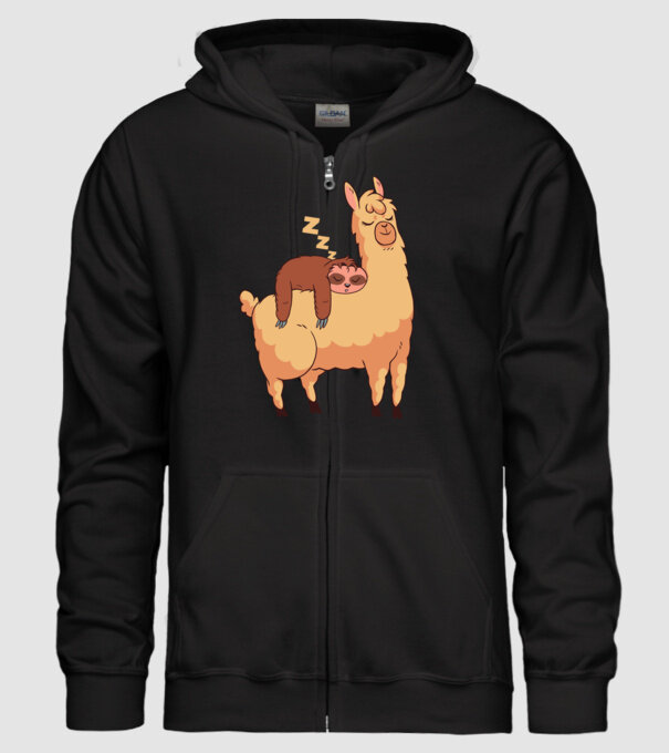 Leneș dormind pe Lama tricou amuzant model negru pe tricou