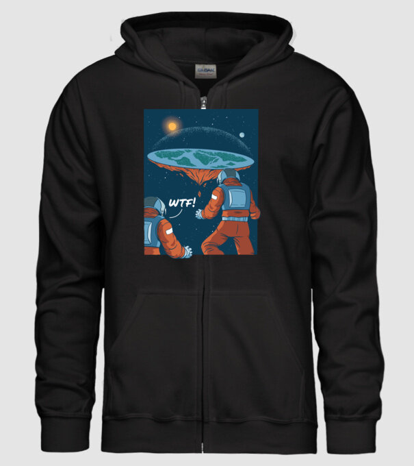 Astronaut Pământ plat model negru pe tricou