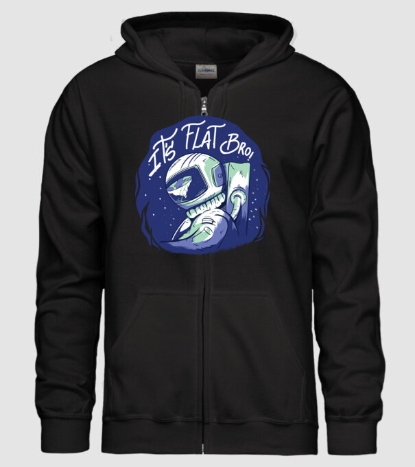 Astronaut Pământ plat model negru pe tricou