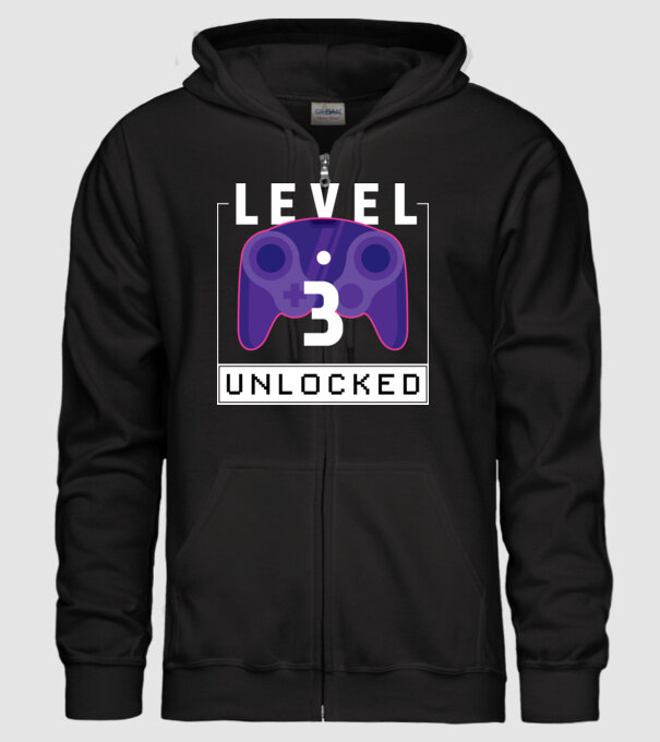 Level 3 Unlocked Gamer Birthday model negru pe tricou