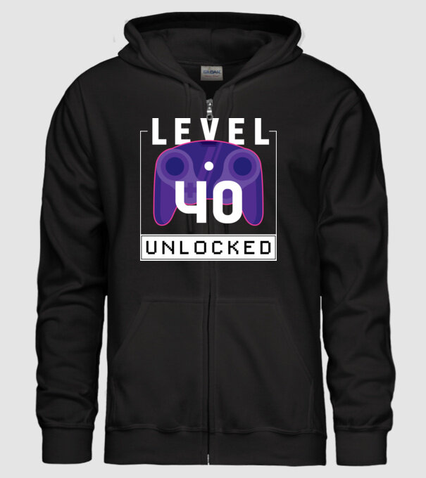 Level 40 Unlocked Gamer Birthday model negru pe tricou
