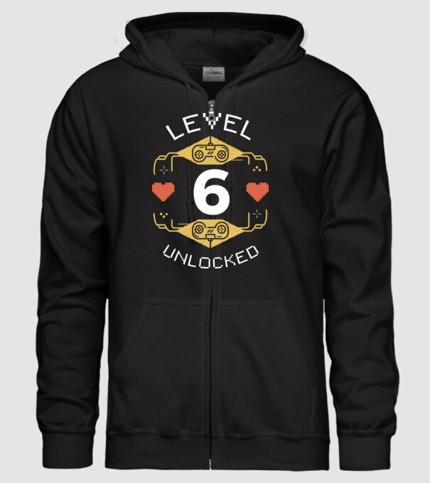 Level 6 Unlocked Gamer Birthday model negru pe tricou