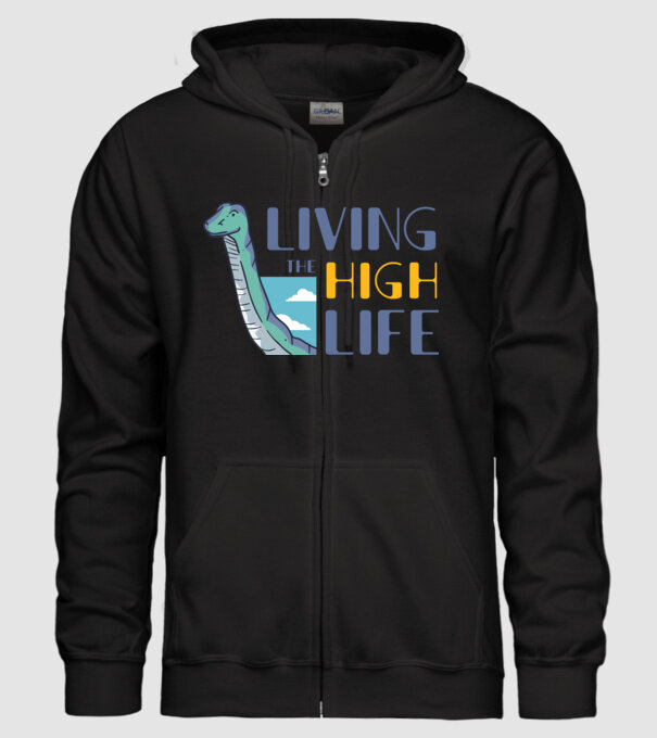 Living the High Life Dinosaur model negru pe tricou
