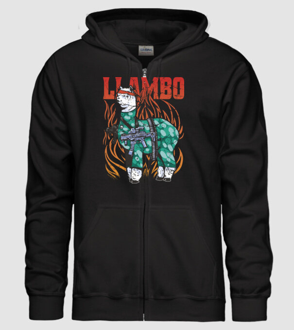 Llambo Lama model negru pe tricou