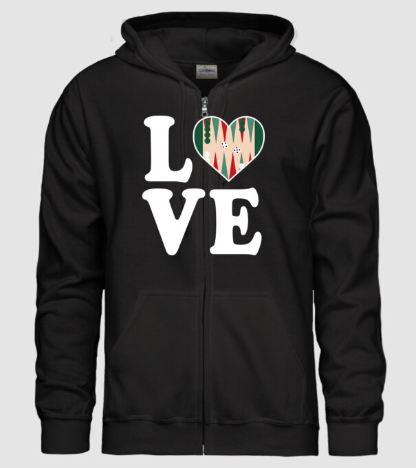 Love Backgammon model negru pe tricou