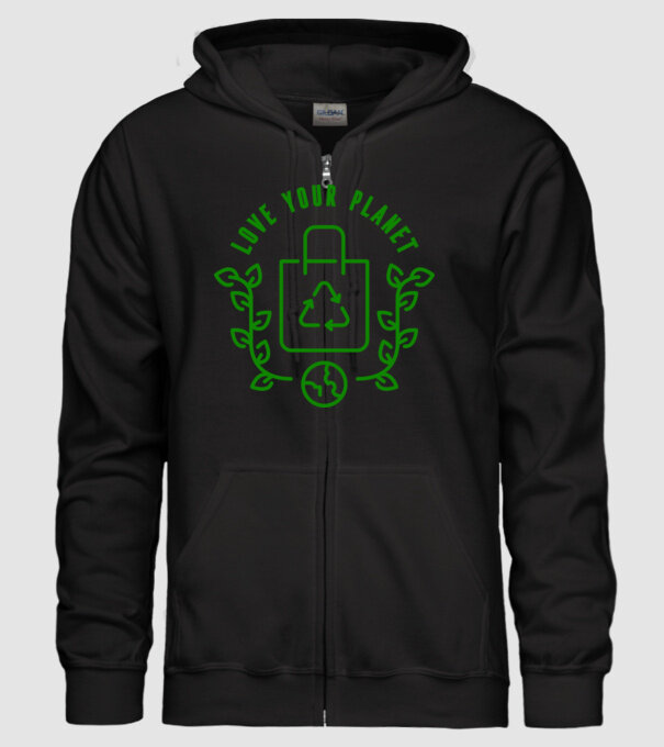Love Your Planet - Ziua Pământului model negru pe tricou