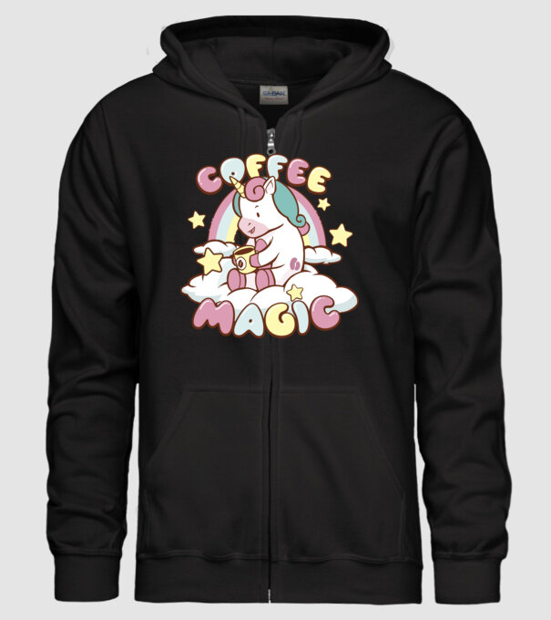 Cafea Magică Unicorn model negru pe tricou