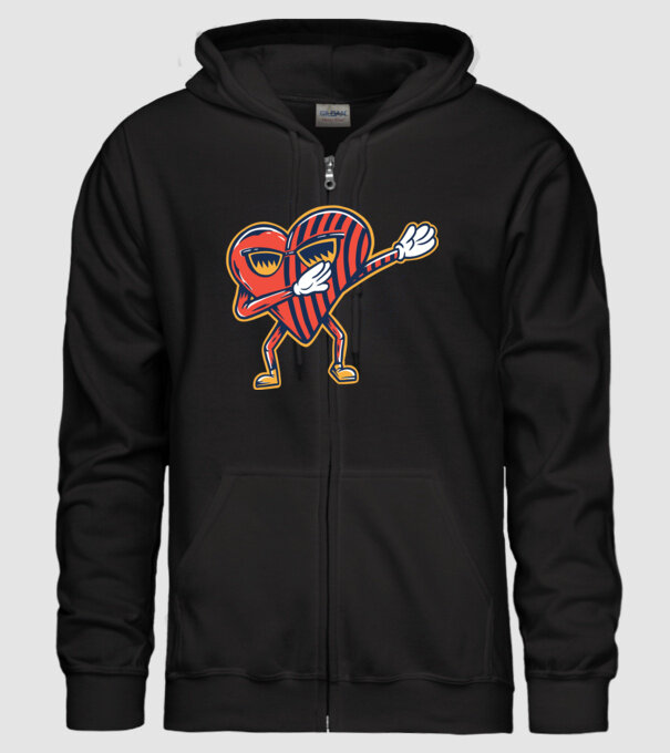 Inimă DAB cărți de joc maghiare model negru pe tricou