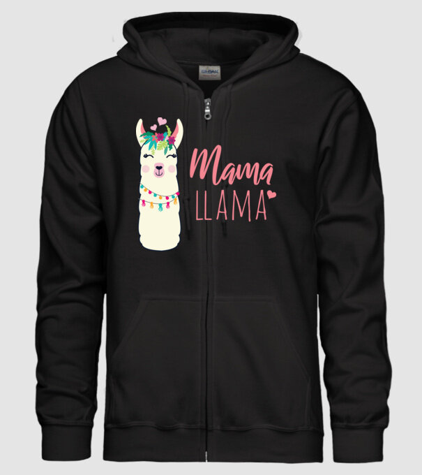 Mama Llama model negru pe tricou