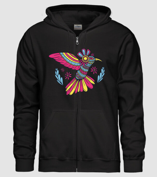 Mandala Colibri model negru pe tricou