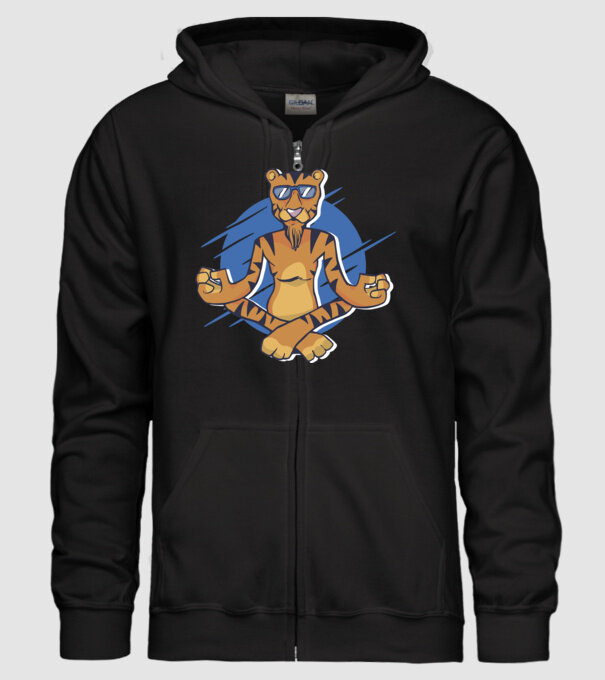 Tigru meditator model negru pe tricou