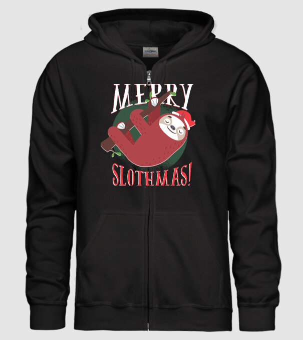 Merry Slothmas Crăciun cu Leneș model negru pe tricou
