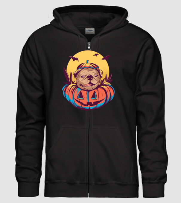 Mops Halloween model negru pe tricou