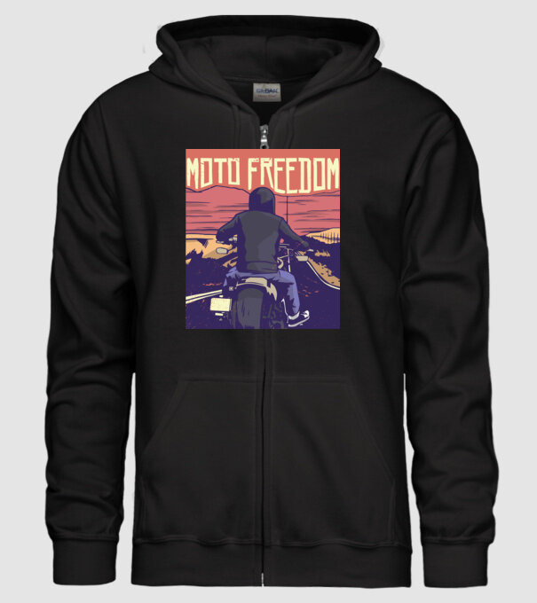 Libertate Motociclist model negru pe tricou
