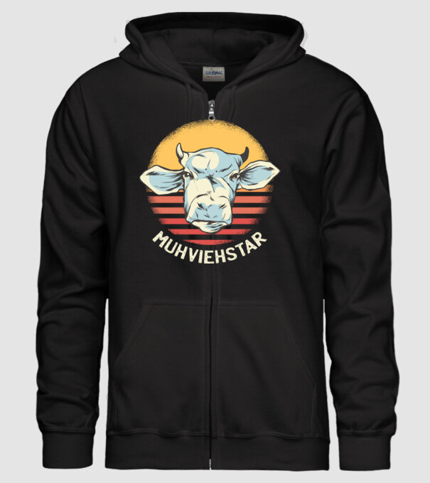 Vacă Muhviehstar model negru pe tricou