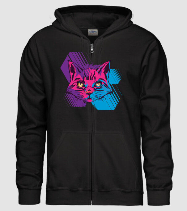 Pisică Neon model negru pe tricou