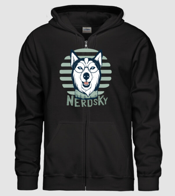 Nerdsky Husky model negru pe tricou
