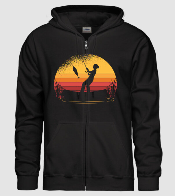 Femeie Pescar model negru pe tricou