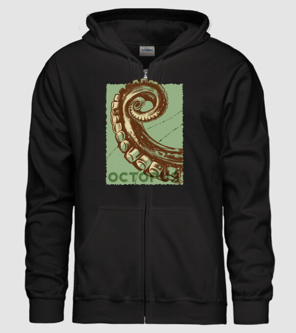 Caracatiță Octopus model negru pe tricou