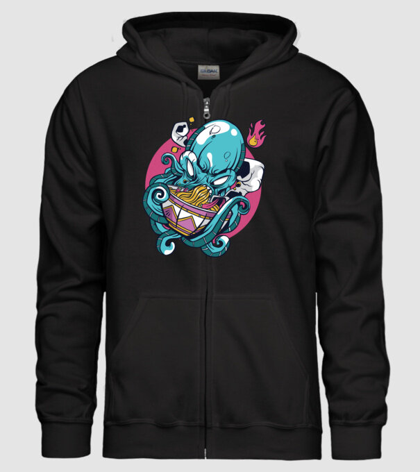 Octopus Ramen model negru pe tricou