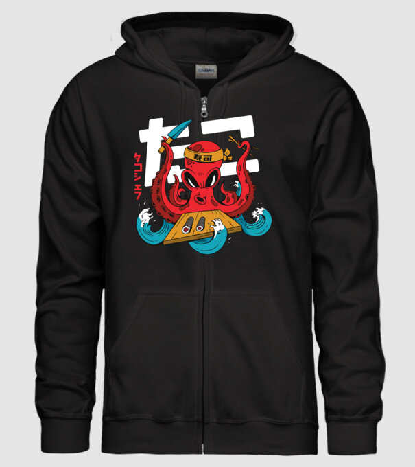 Octopus Sushi model negru pe tricou