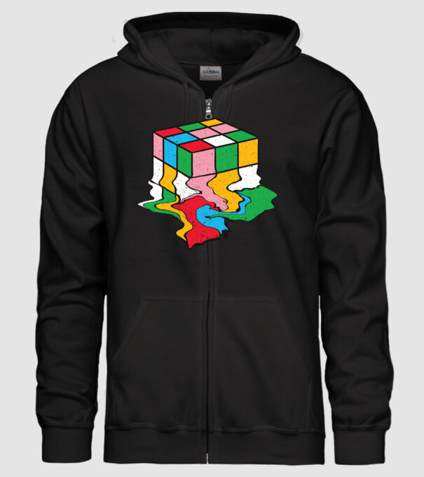 Cub Rubik topindu-se model negru pe tricou