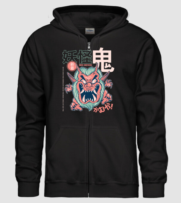 Oni Yokai Anime model negru pe tricou