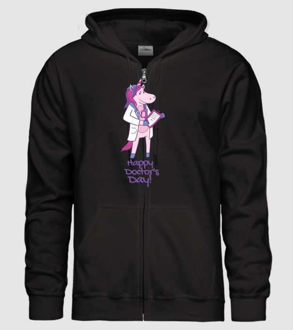 Medic Unicorn model negru pe tricou