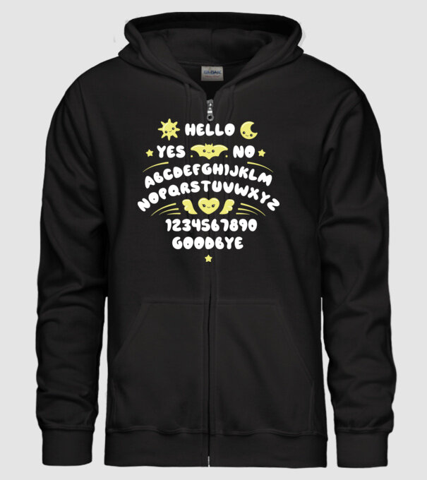 Motiv Ouija model negru pe tricou