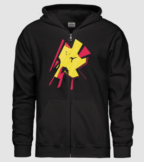 Alergare Parkour model negru pe tricou