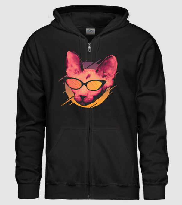 Pisică Petrecere model negru pe tricou