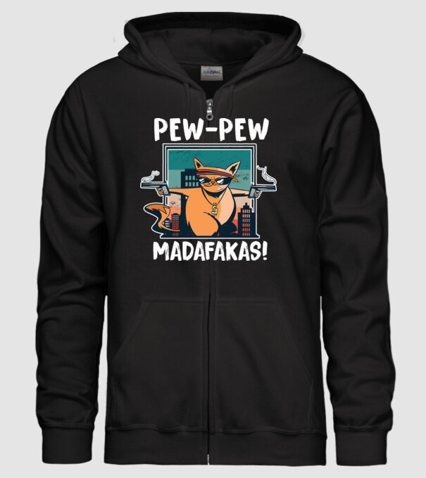 Pew Pew Pew Madafakas Pisică model negru pe tricou