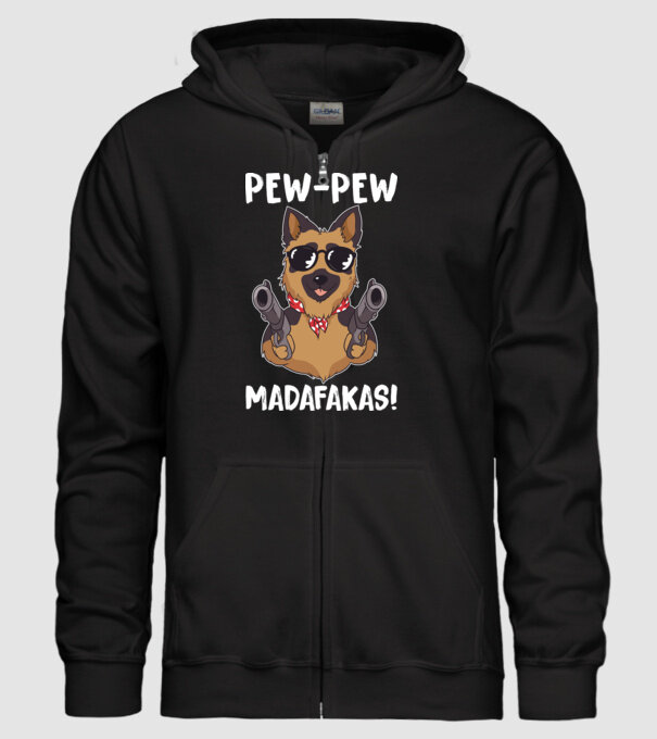 Pew Pew Pew Madafakas Ciobănesc german model negru pe tricou