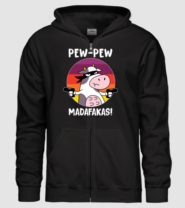 Pew Pew Pew Madafakas Vacă model negru pe tricou